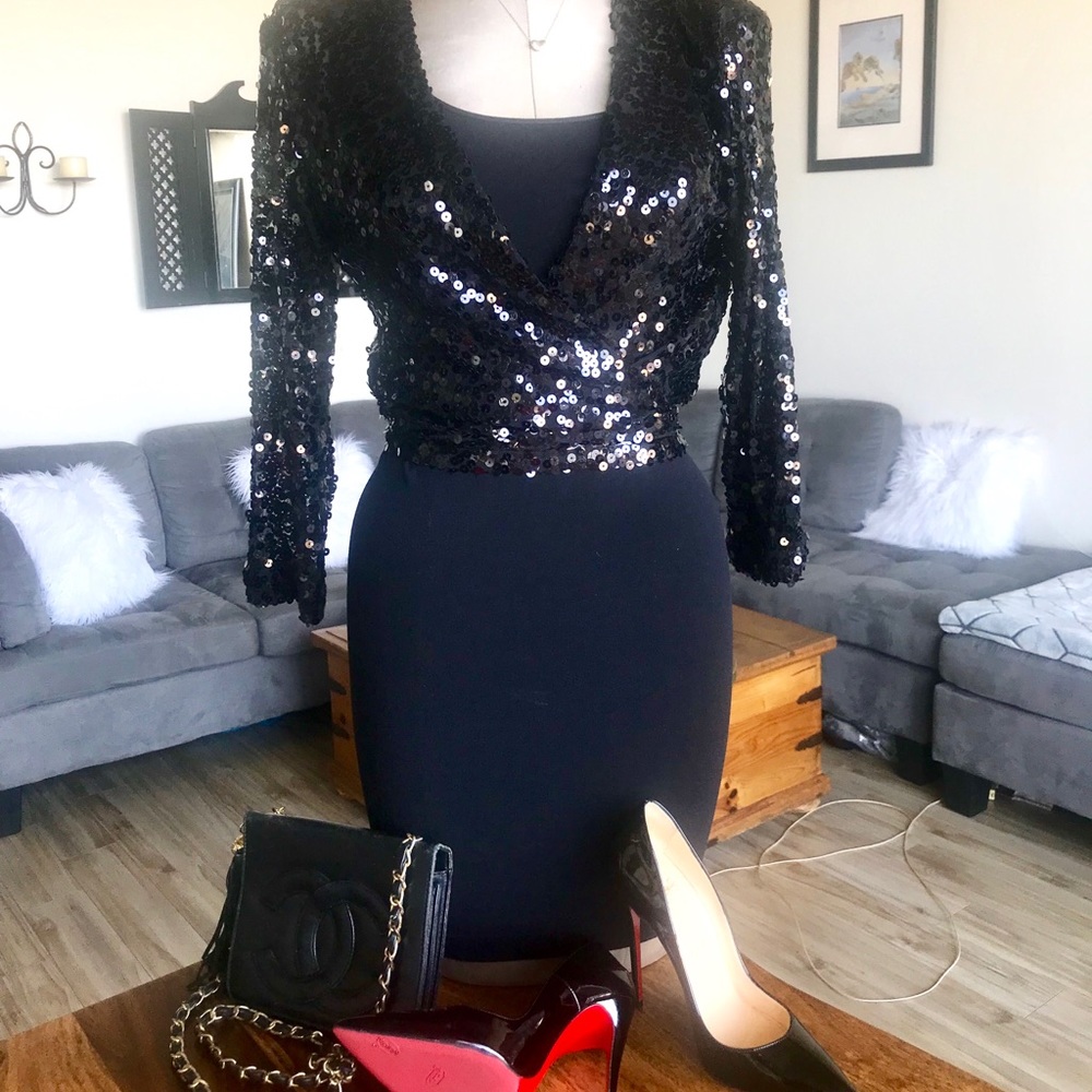 black sequin front tie jacket perfect for holidays